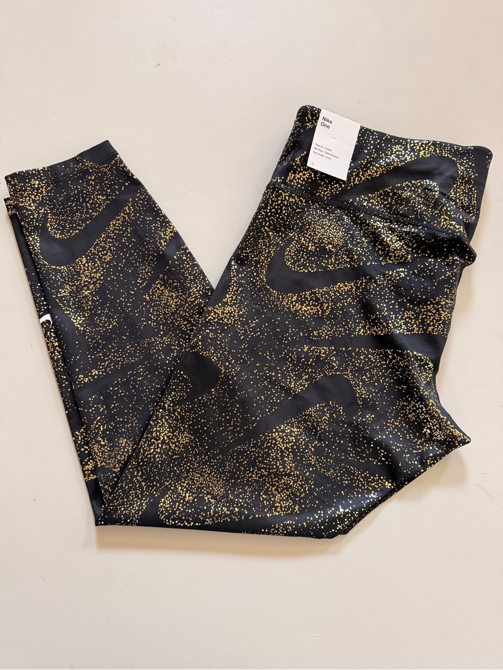 Nike Black Leggings with Gold Speckle Detail